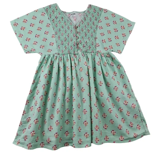 Robe Kiabi 6 ans – Vert d’eau imprimée