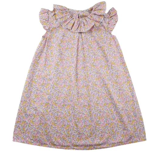 Robe créatrice 4 ans – Liberty rose et jaune