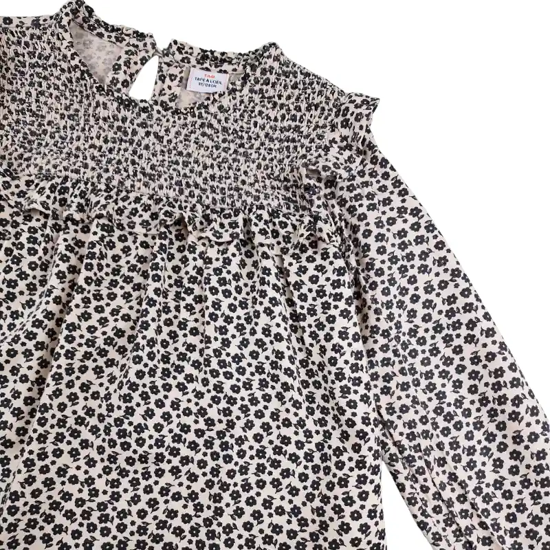 Blouse Tape à l'œil 8 ans – Beige à petites fleurs noires – Image 2