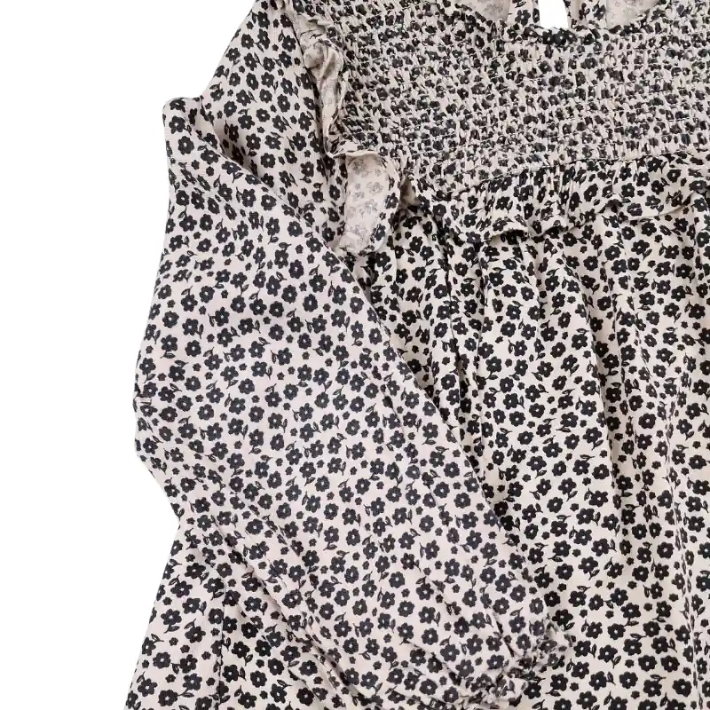 Blouse Tape à l'œil 8 ans – Beige à petites fleurs noires – Image 3