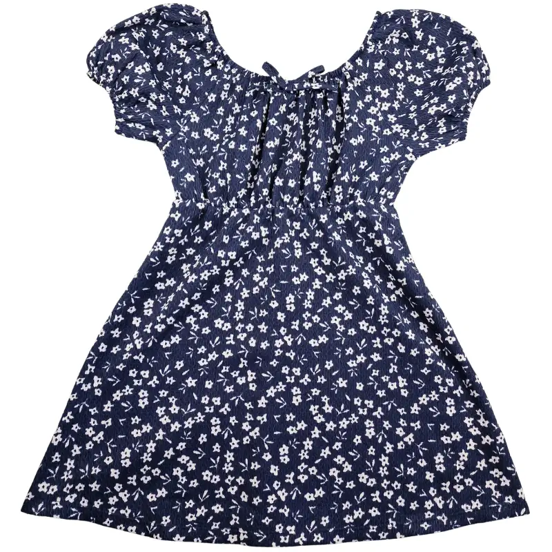 Robe Sans marque 5 ans – Bleu marine à petites fleurs blanches