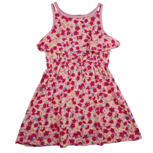 Robe Sergent Major 7 ans – Rose à fleurs multicolores