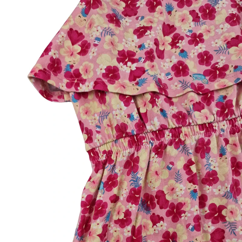 Robe Sergent Major 7 ans – Rose à fleurs multicolores – Image 3