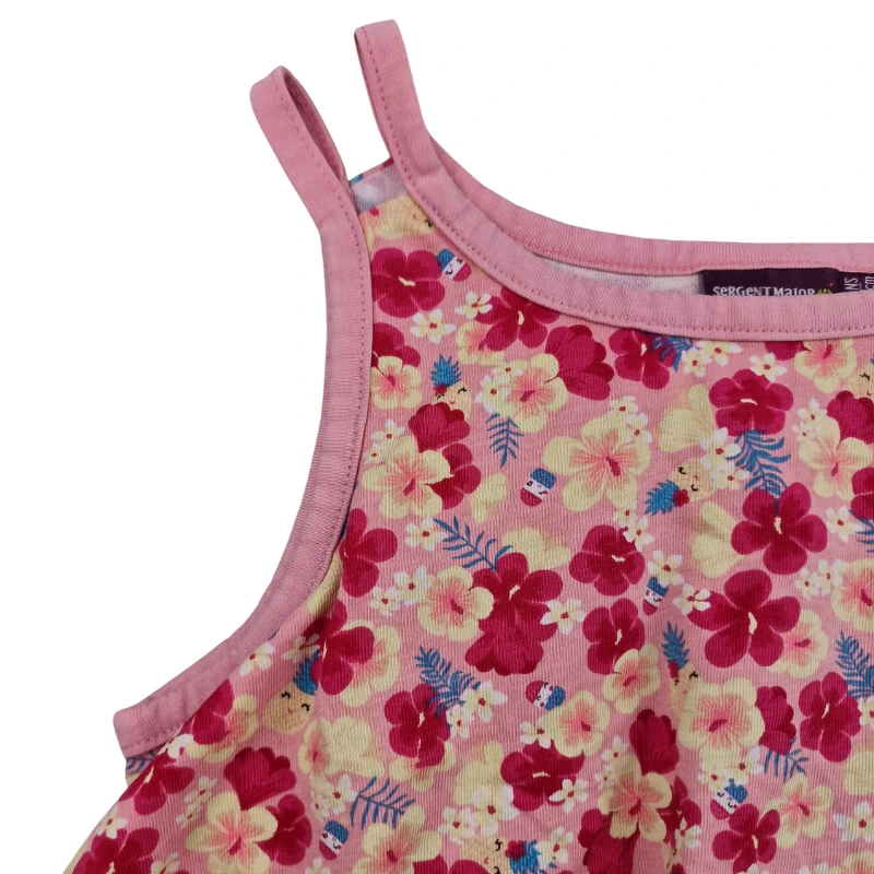 Robe Sergent Major 7 ans – Rose à fleurs multicolores – Image 2