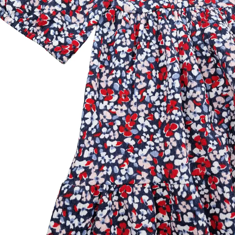 Robe Plus Collection 5 ans – Marine à fleurs rouges et blanches – Image 3
