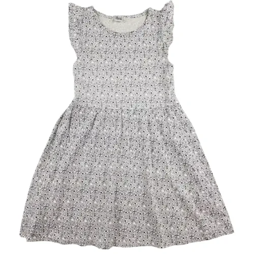 Robe Sans marque 5/6 ans – Fond vert à fleurs blanches et noires
